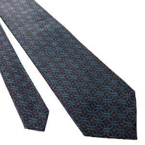 Ferrell Reed Norstrom‎ Silk Tie Woven Black Green Red Geometric England